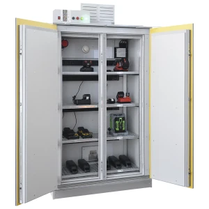 LaCont Akku-Sicherheits-Ladeschrank SiS Li-Ion 90 Safe Pro, mit Brandunterdrückungssystem, HxB 2250 x 1212 mm, 4 Steckleisten