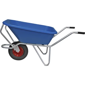 kaiserkraft Carrinho de mão com armação inferior galvanizada, pneumáticos, 120 l, azul, Carrinho de mão com armação inferior galvanizada, pneumáticos,