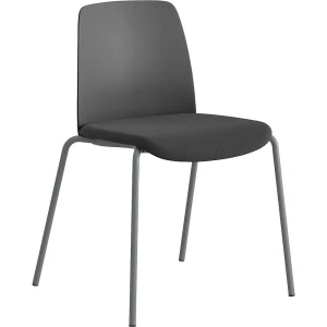 Stuhl Helmer, Sitz gepolstert, Lehne Kunststoff, VE 4 Stk, Sitz dunkelgrau/schwarz, Gestell silber kaiserkraft