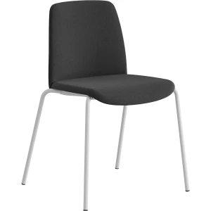 Stuhl Helmer, Sitz/Lehne gepolstert, VE 4 Stk, Sitz schwarz, Gestell weiß kaiserkraft
