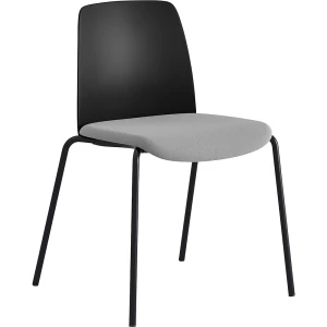 Stuhl Helmer, Sitz gepolstert, Lehne Kunststoff, VE 4 Stk, Sitz schwarz/hellgrau, Gestell schwarz kaiserkraft