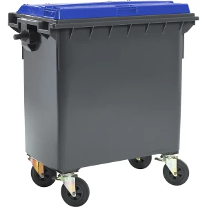 Müllcontainer aus Kunststoff, DIN EN 840, Volumen 770 l, BxHxT 1360 x 1330 x 770 mm, anthrazit/blau kaiserkraft