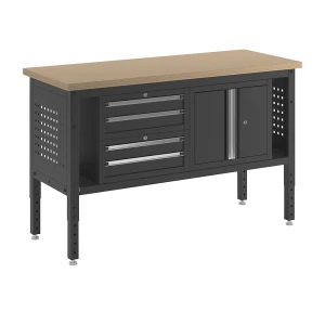 Werkbank BLACKLINE, mit 4 Schubladen, Flügeltürschrank, Plattenbreite 1524 mm kaiserkraft