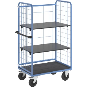 eurokraft pro Etagenwagen, Drahtgitter dreiseitig, Tragfähigkeit 500 kg, Vollgummireifen, Ladefläche LxB 975 x 630 mm, 3 Etagen