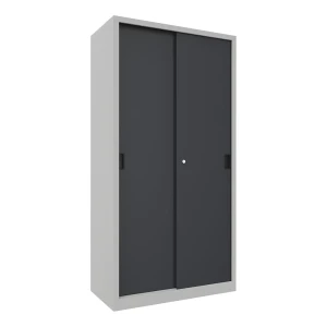 Pavoy Schiebetürenschrank, Höhe 1950 mm, Vollblechtüren, BxT 1000 x 500 mm, mit 4 Fachböden, Tür anthrazit