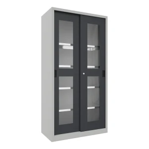 Pavoy Schiebetürenschrank, Höhe 1950 mm, Sichtfenstertüren, BxT 1000 x 500 mm, mit 4 Fachböden, Tür anthrazit