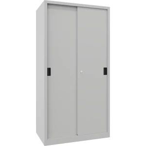 Pavoy Schiebetürenschrank, Höhe 1950 mm, Vollblechtüren, BxT 1000 x 600 mm, mit 4 Fachböden, Tür lichtgrau