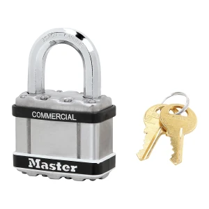 Masterlock Cadeado com fechadura de cilindro , caixa de aço inoxidável, embalagem de 6 unid., largura 51 mm, Cadeado com fechadura de cilindro, caixa