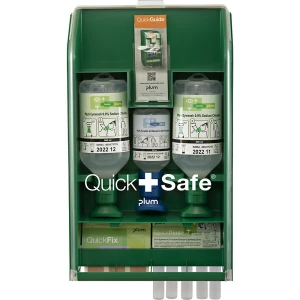 plum Estação de Primeiros Socorros QuickSafe , básico, AxL 430 x 253 mm, verde/transparente, Estação de Primeiros Socorros QuickSafe, básico, AxL 430