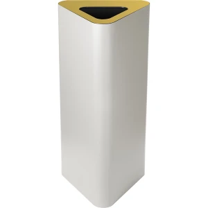 kaiserkraft Coletor de recicláveis Pure, triangular, volume 60 l, branco / amarelo, Coletor de recicláveis Pure, triangular, volume 60 l, branco /