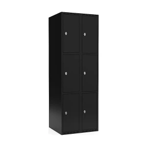 3er-Schließfachschrank Fydor, 2 Abteile, schwarz, B 600 mm, flache Dachform, Vorhängeschloss kaiserkraft