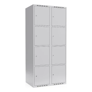4er-Schließfachschrank Fydor, 2 Abteile, lichtgrau, B 800 mm, flache Dachform, Zylinderschloss kaiserkraft