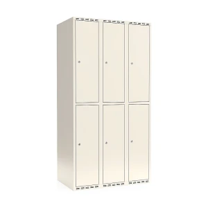 Doppelstock-Spind Fydor, 3 Abteile, weiß, B 900 mm, flache Dachform, Zylinderschloss kaiserkraft