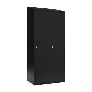 Spind Fydor, 2 Abteile, schwarz, B 800 mm, schräge Dachform, Vorhängeschloss kaiserkraft
