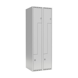 Z-Spind Fydor, 2 Abteile, lichtgrau, B 600 mm, 2 Abteile, flache Dachform, Vorhängeschloss kaiserkraft