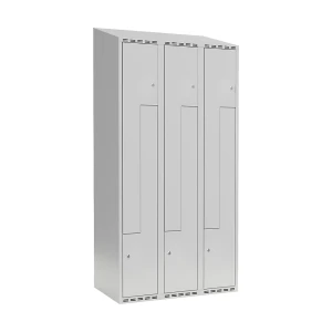 Z-Spind Fydor, 3 Abteile, lichtgrau, B 900 mm, schräge Dachform, Zylinderschloss kaiserkraft