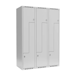 Z-Spind Fydor, 3 Abteile, lichtgrau, B 1200 mm, flache Dachform, Vorhängeschloss kaiserkraft