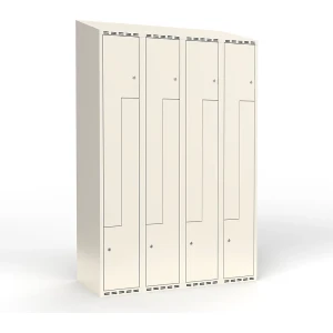 Z-Spind Fydor, 4 Abteile, weiß, B 1200 mm, schräge Dachform, Zylinderschloss kaiserkraft
