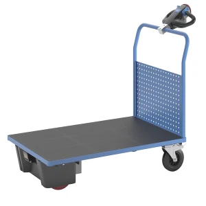 eurokraft pro Plattformwagen mit Elektroantrieb, mit einer Lochblechwand, LxB 1250 x 800 mm