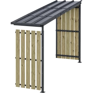 Mottez Fahrradunterstand, HxB 2360 x 5600 mm, Blech/Holz, Tiefe 1000 mm, Anbaueinheit
