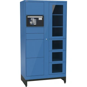 LISTA E-Multicabinet Fächerschrank, Basismodul, inkl. PC und Touchscreen, HxBxT 1970 x 1000 x 580 mm, 10 Fächer, lichtblau