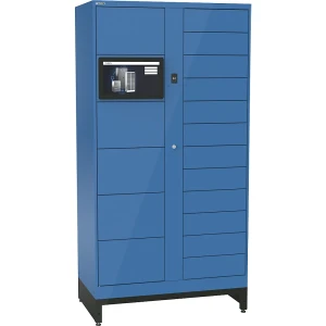 LISTA E-Multicabinet Fächerschrank, Basismodul, inkl. PC und Touchscreen, HxBxT 1970 x 1000 x 580 mm, 1 x 5/1 x 12 Fächer, lichtblau, RFID