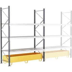 Weitspannregal mit Wanne, B 1800 mm, HxT 2500 x 600 mm, Fachlast 660 kg, Grundregal kaiserkraft