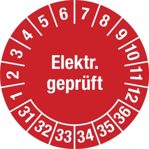 Elektr. geprüft, Dokumentenfolie, Ø 25 mm, VE 10 Stk, 31 - 36, rot kaiserkraft