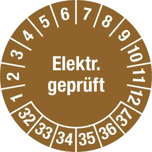 Elektr. geprüft, Dokumentenfolie, Ø 30 mm, VE 10 Stk, 32 - 37, braun kaiserkraft