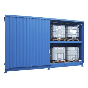 LaCont Gefahrstoff-Regalcontainer zur passiven Lagerung, HxBxT 3575 x 5580 x 1530 mm, Kapazität 8 x 1000-l-IBC/KTC