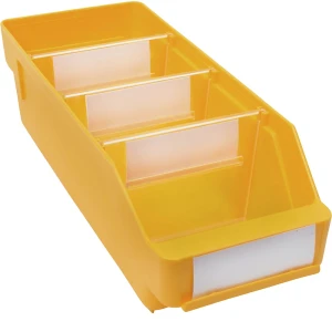 STEMO Caixa para estante em polipropileno muito resistente , amarelo, CxLxA 300 x 118 x 95 mm, embalagem com 30 unidades, Caixa para estante em