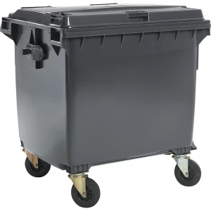 kaiserkraft Contentor do lixo em plástico, DIN EN 840, volume 1100 l, LxAxP 1370 x 1470 x 1115 mm, antracite, Contentor do lixo em plástico, DIN EN