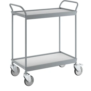 Servierwagen, Ladefläche 790 x 465 mm, Tragfähigkeit 75 kg, 2 Etagen, 4 Lenkrollen, davon 2 mit Doppelstopp kaiserkraft