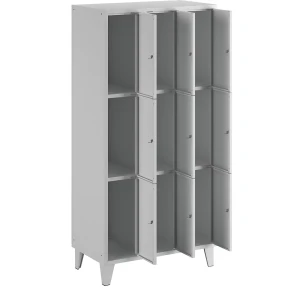 Wolf 3er-Schließfachschrank München, 3 Abteile, Breite 900 mm, lichtgrau