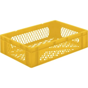 Euro-Format-Stapelbehälter, Wände und Boden durchbrochen, LxBxH 600 x 400 x 145 mm, gelb, VE 5 Stk kaiserkraft