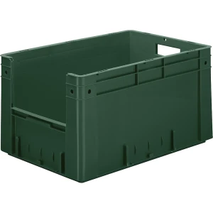 Euro-Stapelbehälter mit Eingriff, Volumen 60 l, LxBxH 600 x 400 x 320 mm, VE 2 Stk, grün kaiserkraft
