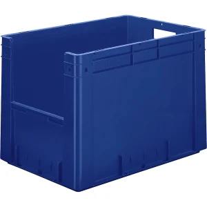 Euro-Stapelbehälter mit Eingriff, Volumen 80 l, LxBxH 600 x 400 x 420 mm, VE 2 Stk, blau kaiserkraft