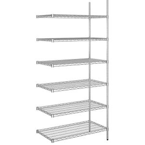 Stahldraht-Gitterregal, verchromt, Fachlast 150 kg, BxT 910 x 610 mm, Anbauregal, Höhe 2180 mm, 6 Fachböden kaiserkraft