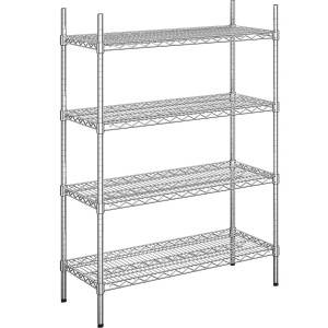 Stahldraht-Gitterregal, verchromt, Fachlast 250 kg, BxT 910 x 460 mm, Grundregal, Höhe 1370 mm, 4 Fachböden kaiserkraft