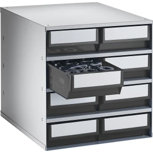 Schubladenmagazin, Gehäuse-Traglast 75 kg, HxBxT 395 x 376 x 400 mm, 8 Schubladen, Schubladen grau kaiserkraft