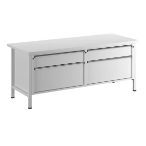 ANKE Werkbank mit XL/XXL-Schubladen, Gestellbauweise, Breite 2000 mm, 4 Schubladen, Universalplatte, Front lichtgrau