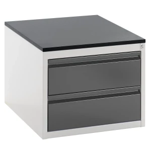 Schubladenschrank mit Teleskopführungen, Höhe 460 mm, Schubladen 2 x 180 mm, lichtgrau / anthrazit-metallic, Breite 580 mm