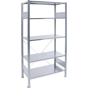 eurokraft pro Steckregal, einreihig, Fachboden-BxT 1000 x 600 mm, verzinkt, Höhe 2000 mm, Grundregal