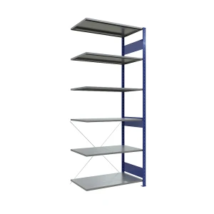 eurokraft pro Steckregal, einreihig, Fachboden-BxT 1000 x 600 mm, blau, Höhe 2500 mm, Anbauregal