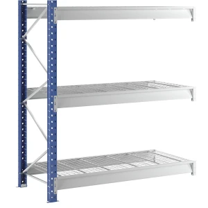 Manorga Schwerlast-Großfachregal mit Drahtgitterauflagen, Rahmenfarbe Blau, HxBxT 2496 x 2330 x 1000 mm, Anbauregal