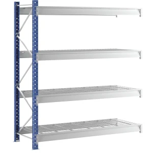 Manorga Schwerlast-Großfachregal mit Drahtgitterauflagen, Rahmenfarbe Blau, HxBxT 2996 x 2780 x 1000 mm, Anbauregal