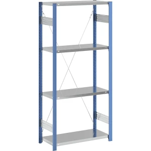 eurokraft pro Fachboden-Steckregal, blau / verzinkt, Regalhöhe 2000 mm, Fachbodenbreite 965 mm, Grundregal, Fachbodentiefe 450 mm