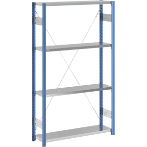 eurokraft pro Fachboden-Steckregal, blau / verzinkt, Regalhöhe 2000 mm, Fachbodenbreite 1215 mm, Grundregal, Fachbodentiefe 350 mm