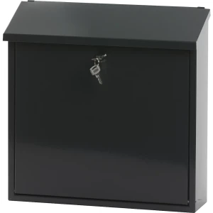 kaiserkraft Caixa de correio, com telhado oblíquo dobrável, AxLxP 370 x 370 x 115 mm, chapa de aço, pintado a pó, antracite 7016, Caixa de correio,