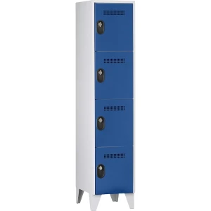 Wolf 4er-Schließfachschrank Köln, 1 Abteil, lichtgrau / enzianblau, 400 mm